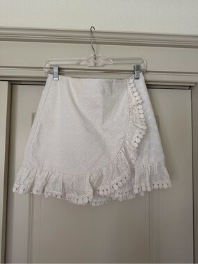 Lilly Pulitzer White Eyelet Ruffle Wrap Mini Skort